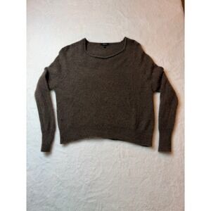 Quince Womens Brown Long Sleeve Rolled Boat Neck Knit Sweater Size S